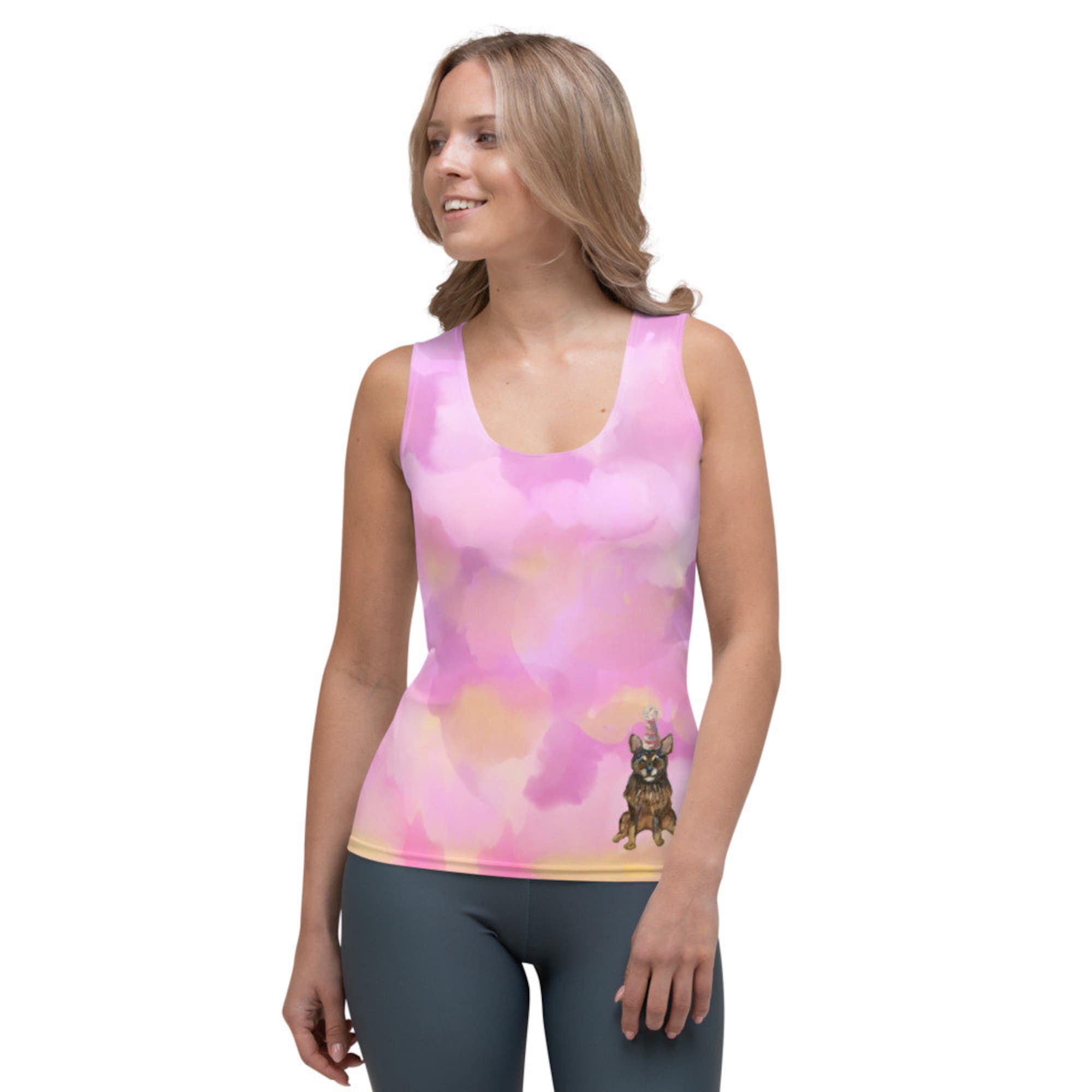 Pink Abstract Pattern 3D Tank Top