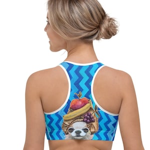 POMERANIAN Sports Bra Racerback Bra Sports Bralette Activewear Bra Gym Clothes Athleisure Yoga Bra Running Bra Support Bra Athletic Bra Blue