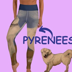 PYRENEES Women Leggings Women Leggings Athleisure Women Activewear Women Blue Leggings Workout Women Running Leggings Yoga Dog Pants Pilates
