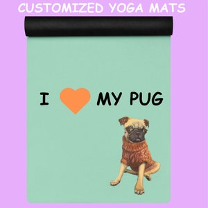 YOGA MAT PUG Personalized Non Slip - Yoga Mat No Slip Workout Mat Kids Yoga Mat Pilates Mat Custom Exercise Mat Valentines Day Gift Add Name