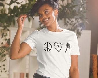 Womens T-Shirt Pickleball Peace Love & Pickleball Funny Pickleball Shirt Pickleball Lover T Shirt Gifts Cute Tee Pickleball Player Shirt