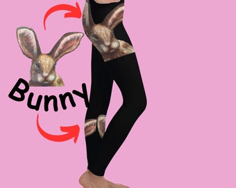 BUNNY Girls Leggings Preteen Teen leggings Girls Printed Leggings Dancewear School Legging Gymnastics Gym Black Legging Back to School Cheer