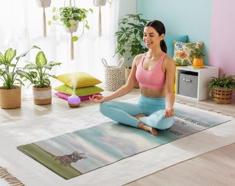 Personalized Dog Yoga Mat | Non Slip Custom Yoga Mat | Inspirational Quote Mat | Pilates Mat Gift | Valentines Gift for Her | Whimsy Fit