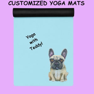 Frenchie Yoga Mat Personalized Dog Non Slip Yoga Mat with print No Slip Workout Mat Kids Yoga Mat Pilates Mat Custom Yoga Mat Name Yoga Gift