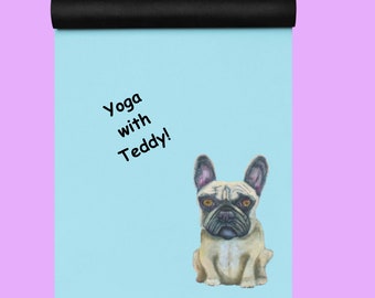 Frenchie Yoga Mat Personalized Dog Non Slip Yoga Mat with print No Slip Workout Mat Kids Yoga Mat Pilates Mat Custom Yoga Mat Name Yoga Gift