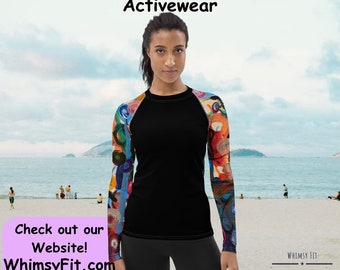 Frauen Rashguard Langarm Shirt - Surf Damen Langarm Badeanzug Shirt SPF Surfen Schwarzes Shirt Sonnenshirt Surf Shirt Frauen Rash Guard SPF