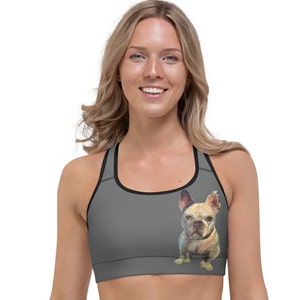 FRENCH BULLDOG Sports Bra Racerback Bra Sports Bralette Activewear Bra Gym Clothes Athleisure Yoga Bra Running Bra Support Bra Athletic Bra