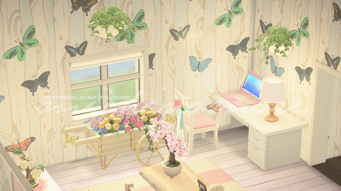 ACNH Floral Pink Butterfly Bedroom Furniture Room Design Set Etsy