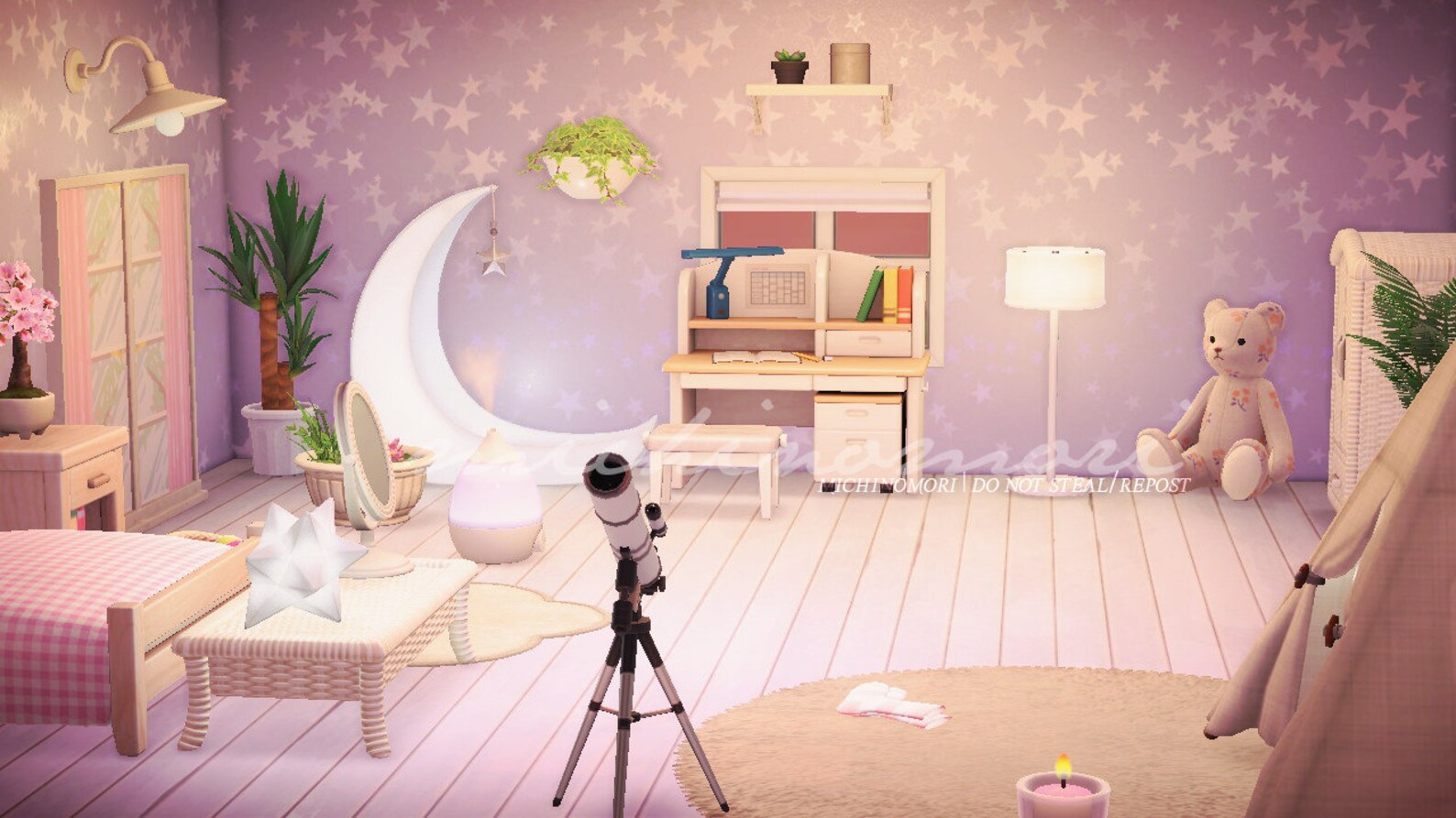 ACNH Pink & White Starry Bedroom Design Animal Crossing Etsy