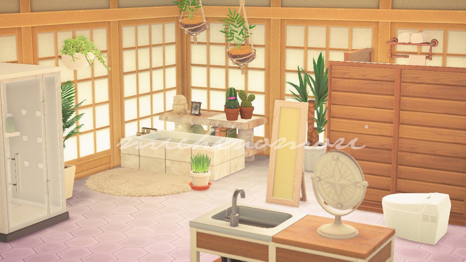 ACNH Natural Wood Bathroom Design Animal Crossing Etsy