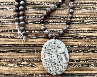 Grey Agate Gemstone Necklace, Pendant, Necklace, Natural Gemstone, Vibrant Colors, Gifts, Neutral, Gift for her,  Statement Jewelry