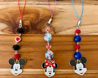 Mouse Ears Beaded Phone Charm, Phone Accessory, Cell Phone Accessory, Beaded Charms, Happy, Magical, Castle, Kingdom, Gift for Them