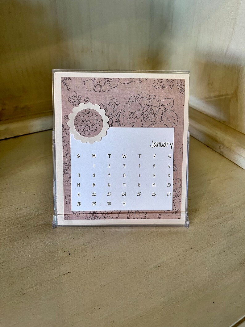 Bright Blues, Calendar 2024, Desk Calendar, Handmade, Scrapbook