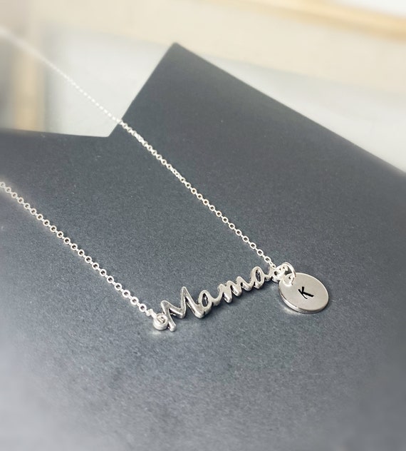 Mama Initial Silver Necklace 