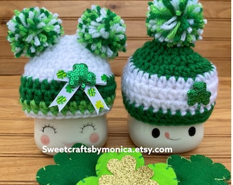 Saint Patricks marshmallow mug hat, crochet hats for mugs, Saint Patricks tier tray decor