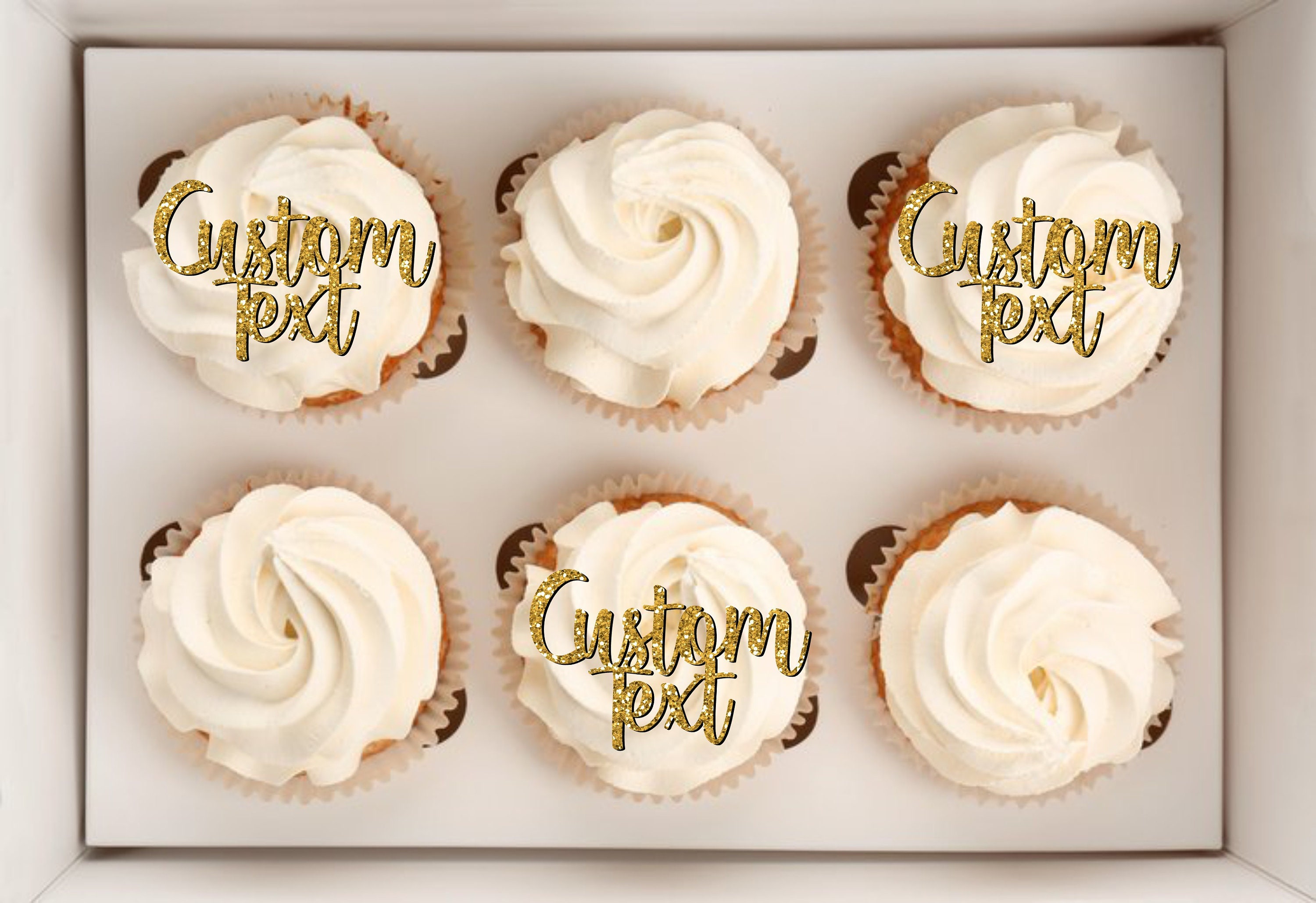 Personalised Custom Word Cupcake Toppers Etsy UK