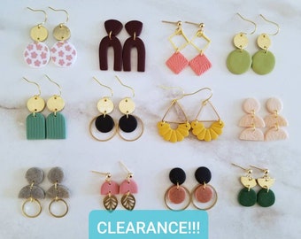 CLEARANCE | CLAY EARRINGS | Lightweight | Hypoallergenic | Handmade | Minimal | Gift