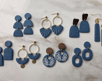CLAY EARRINGS | Dusty Blue Collection | Small Earring | Handmade | Hypoallergenic | Lightweight | Gift