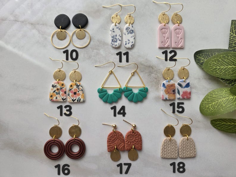 SMALL EARRINGS | Clay Earrings | Handmade | Hypoallergenic | Lightweight | Gift image 3