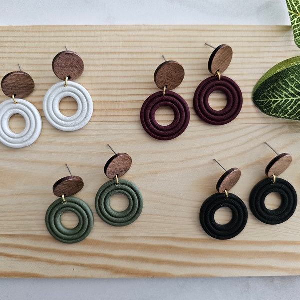 CLAY EARRINGS | Wood Stud | Small Earring | Hypoallergenic | Lightweight | Gift