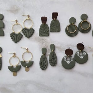 CLAY EARRINGS | Olive Green Collection | Small Earring | Handmade | Hypoallergenic | Lightweight | Gift