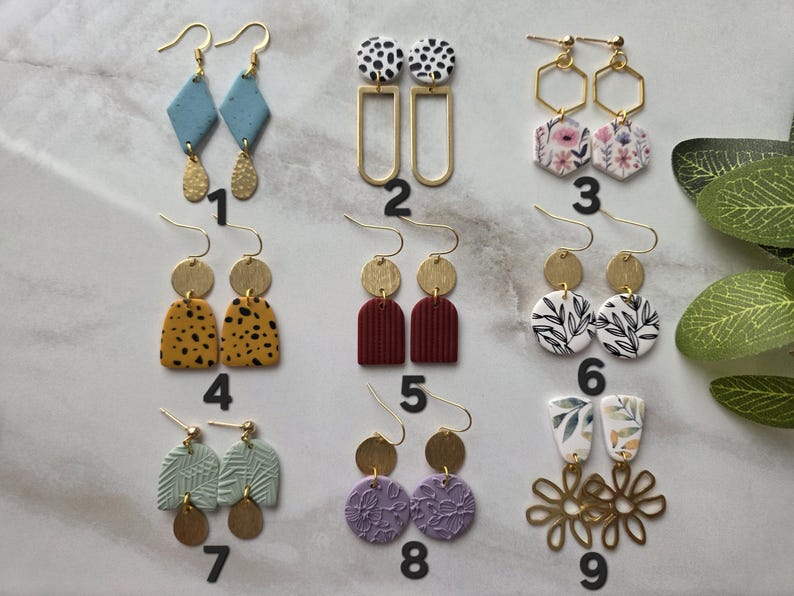 SMALL EARRINGS | Clay Earrings | Handmade | Hypoallergenic | Lightweight | Gift image 2