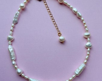 Multi White Ivory Pearls Necklace - unisex necklace