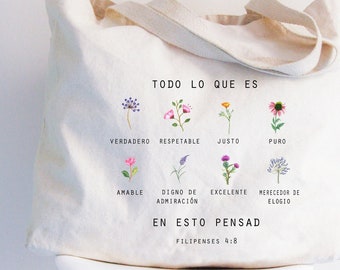 Spanish bible Filipenses 4 8 Organic Tote Bag