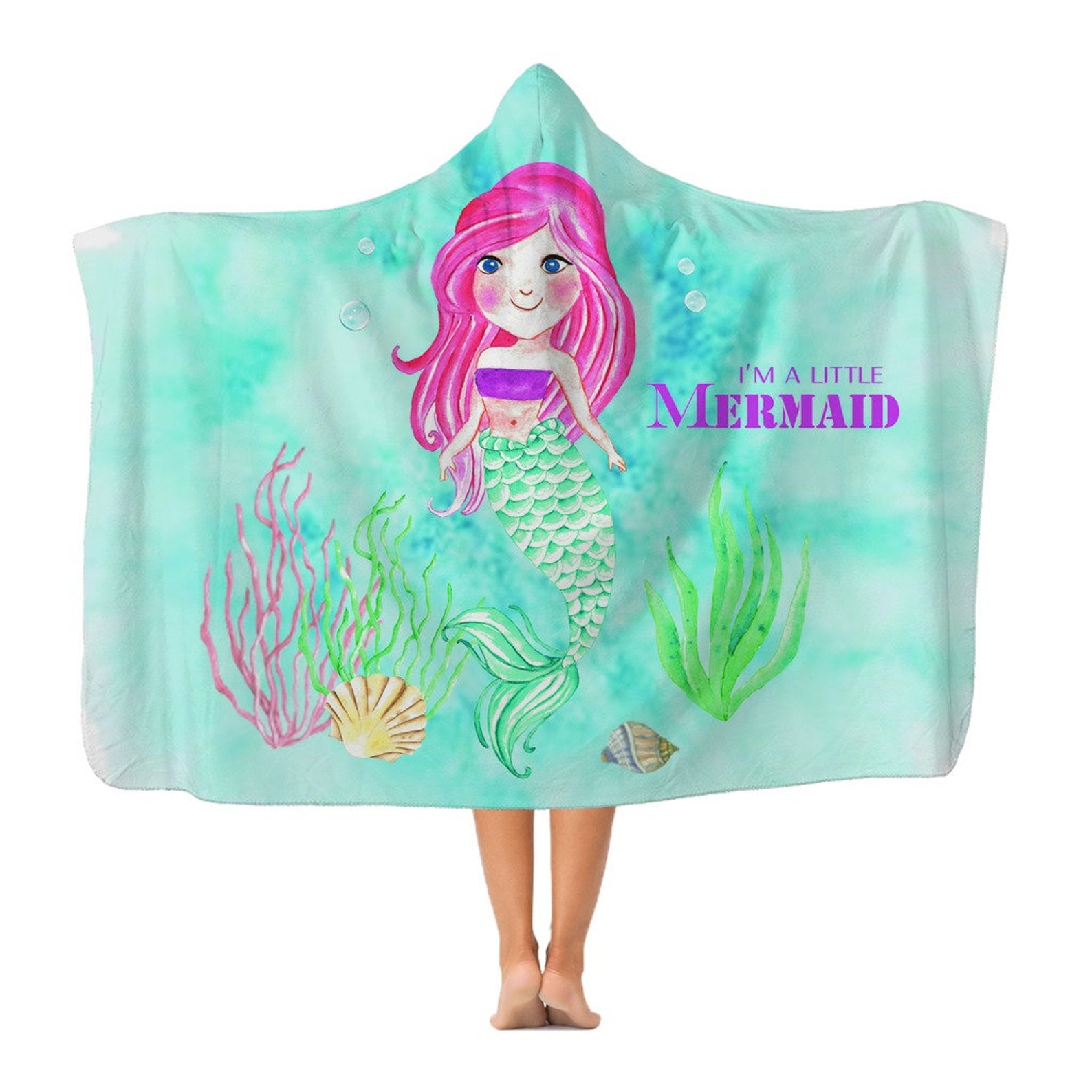 Mermaid hooded blanket girls hooded blanket gift for girls Etsy