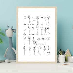 Stick Figure Alphabet Poster - Nursery wall art - Digital Download