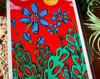 Blue Flower Field Print 5 x 7"