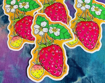 Summer Strawberries Vinyl Sticker