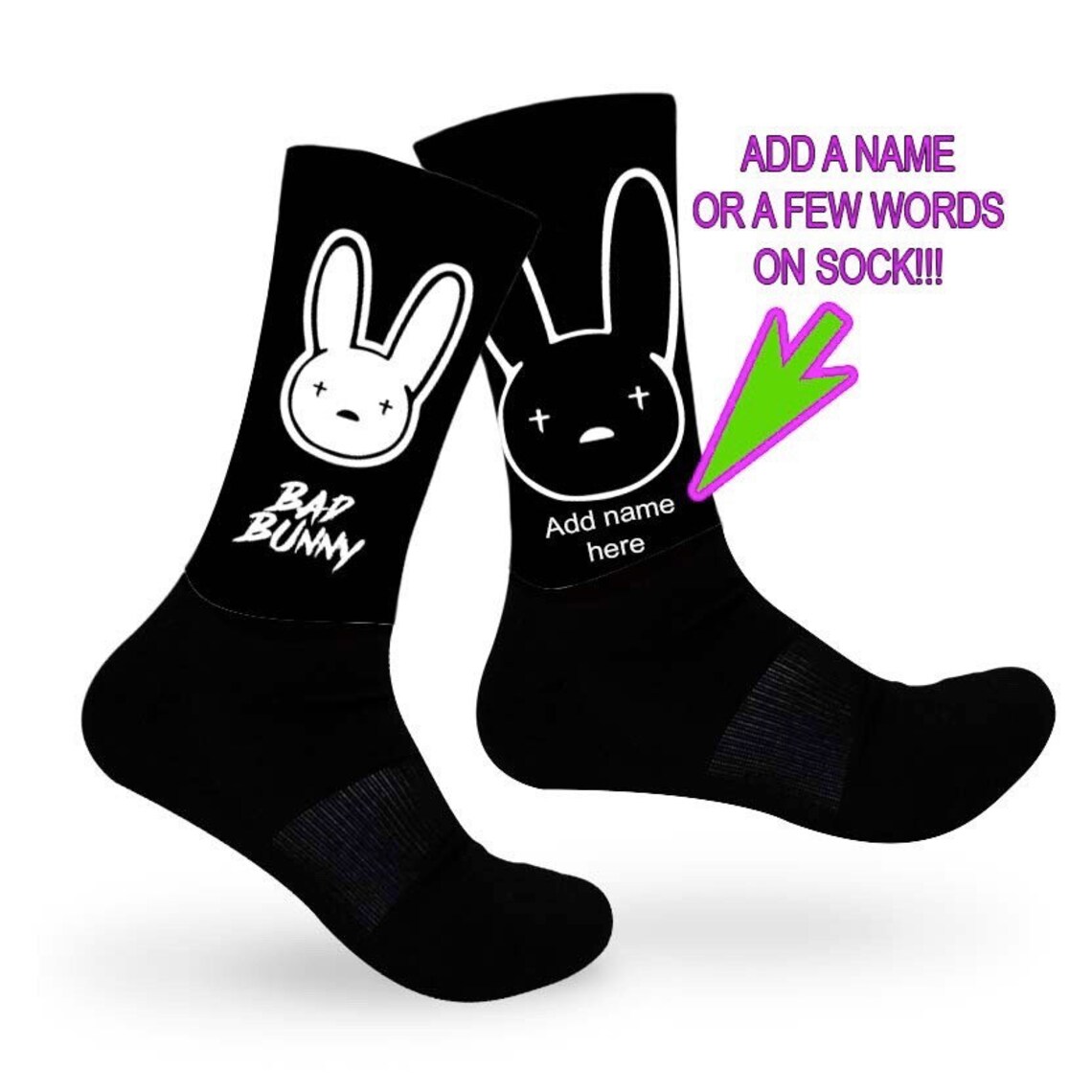 Bad Bunny Personalized Socks With Bunny Logo Gift Idea Etsy