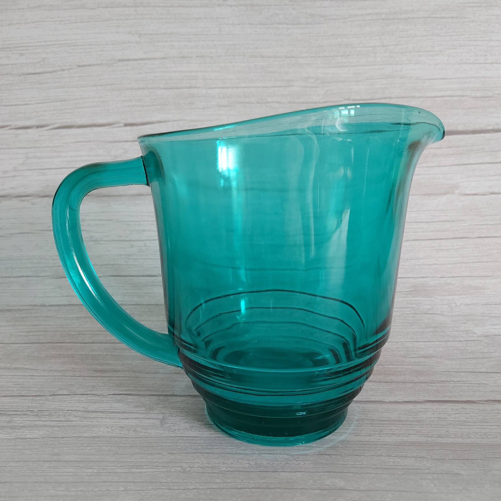 Vintage Teal Glass Jug/pitcher Etsy UK