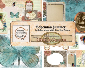 Bohemian Summer Collaboration Kit, Junk Journal Kit, Boho, Printable Download