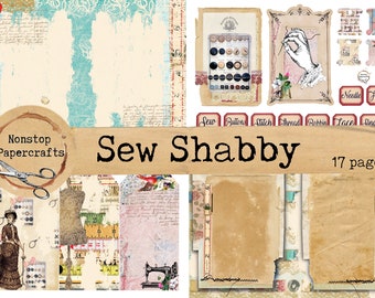 Sew Shabby Journaling Kit, Junk Journal Kit, Printable Download