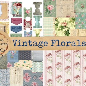Vintage Florals Journaling Kit, Junk Journal Kit, Printable Download