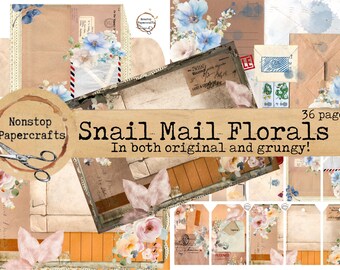 Snail Mail Florals Junk Journal Kit: Printable Pages (Digital Download)