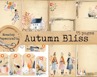 Autumn Bliss Junk Journal Kit: Printable Junk Journal Pages (Digital Download)