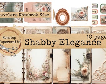 Shabby Elegance, Junk Journal Kit, Printable Download, Scrapbook Pages, Layered Paper
