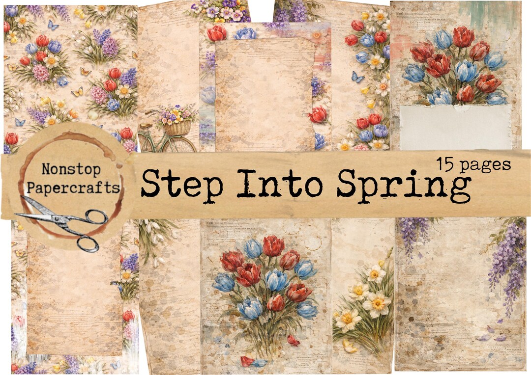 Step Into Spring Junk Journal Kit: Printable Pages (digital Download ...