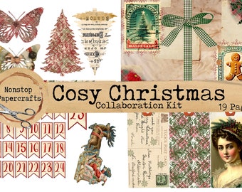 Cosy Christmas Junk Journal Kit: Printable Ephemera (Digital Download)