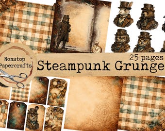 Steampunk Grunge Junk Journal Kit: Printable Pages (Digital Download)
