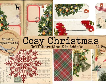 Cosy Christmas Add-On Junk Journal Kit: Printable Ephemera (Digital Download)