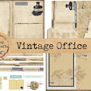 Vintage Office Digital Kit, Junk Journal Kit, Printable