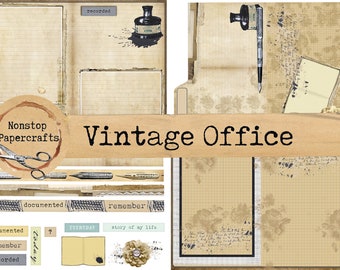 Vintage Office Digital Kit, Junk Journal Kit, Printable