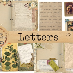 Kit de diario de cartas, kit de diario basura, descarga imprimible, romántico, correspondencia