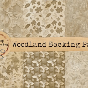 Junk Journal Woodland thema geverfd digitaal papier, thee geverfd papier, bosafbeeldingen, scrapbookingpapier