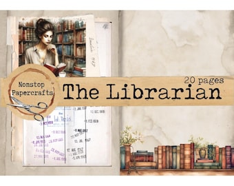 The Librarian Kit, Junk Journal Kit, Printable Download, Books, Reading