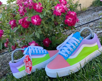 pastel multi colored vans